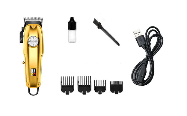 KM-PG2024 Adjustable Rechargeable Hair Clipper in Gold