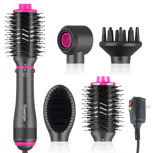 Hywestger Blow Dryer Brush Set - Volumizer Styler Negative Ion Detachable Hot Air Brushes for Straightening Curling Drying Multifunctional Styling