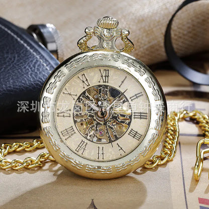 Vintage Hollow Mechanical Pocket Watch Necklace for All