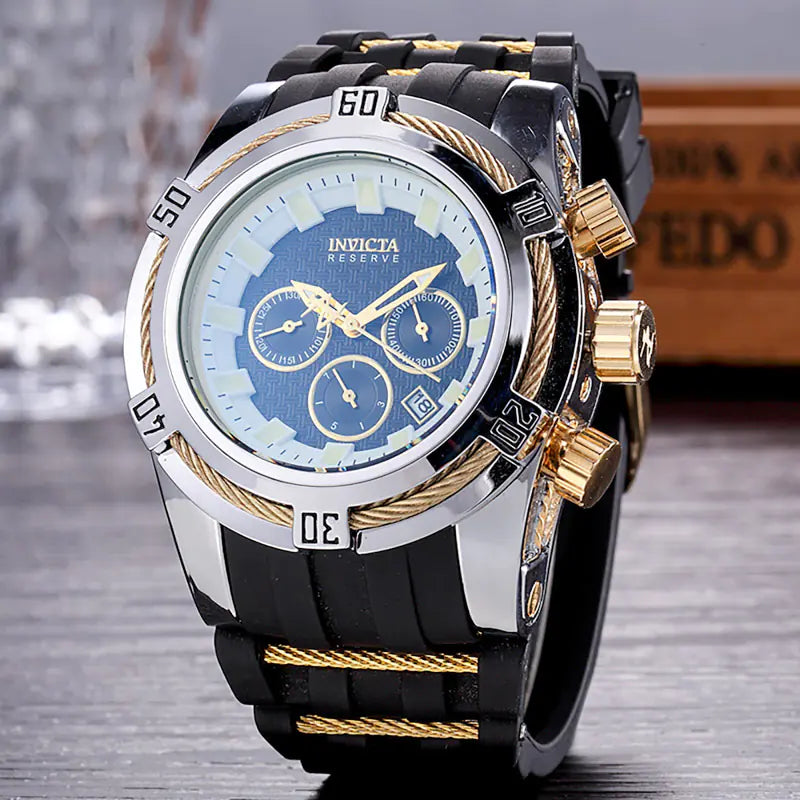All-Function Men's Business Watch with Rubber Strap