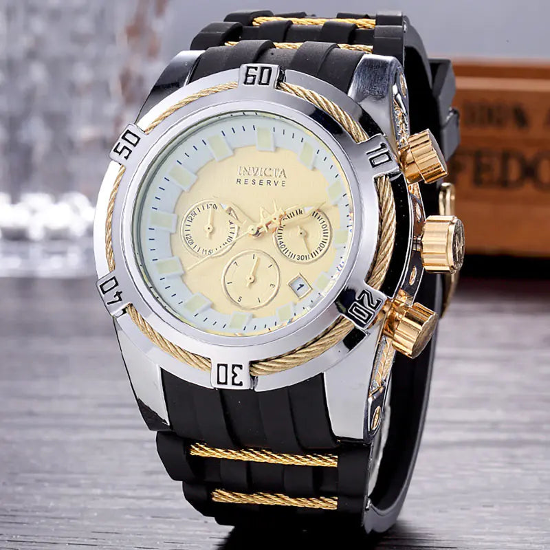 All-Function Men's Business Watch with Rubber Strap