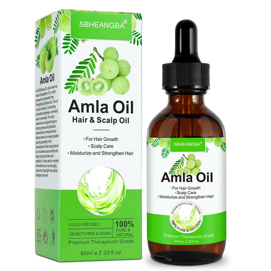 SBHEANGBA Cold Pressed Amla Oil 100% Pure Natural Organic for Hair Growth Moisturize Healthy and Strengthen Hair Nourishes Scalp Hair Treatment Oils 2.02 Fl Oz