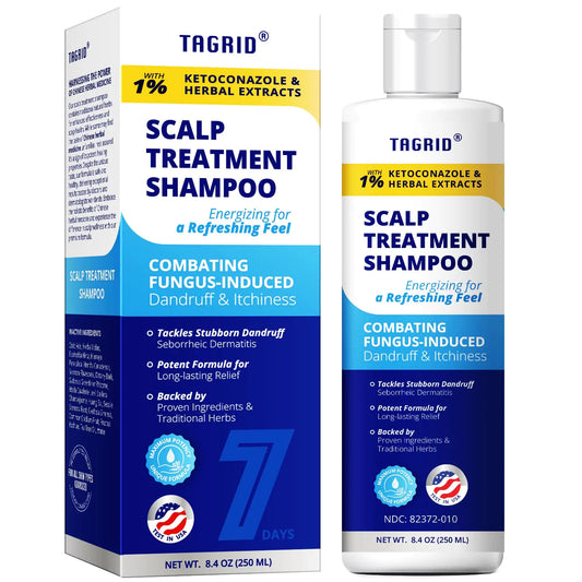 TAGRID Scalp Treatment Antifungal Shampoo - Most Potent Shampoo 1% Ketoconazole Formula Scalp Treatment - Itchy Scalp Relief Seborrheic Dermatitis Folliculitis Treatment Psoriasis Shampoo - 8.4oz