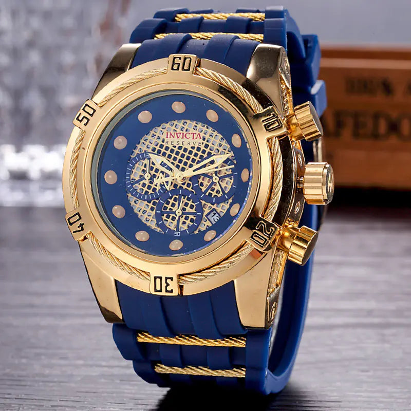 All-Function Men's Business Watch with Rubber Strap
