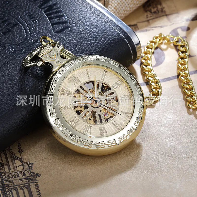 Vintage Hollow Mechanical Pocket Watch Necklace for All
