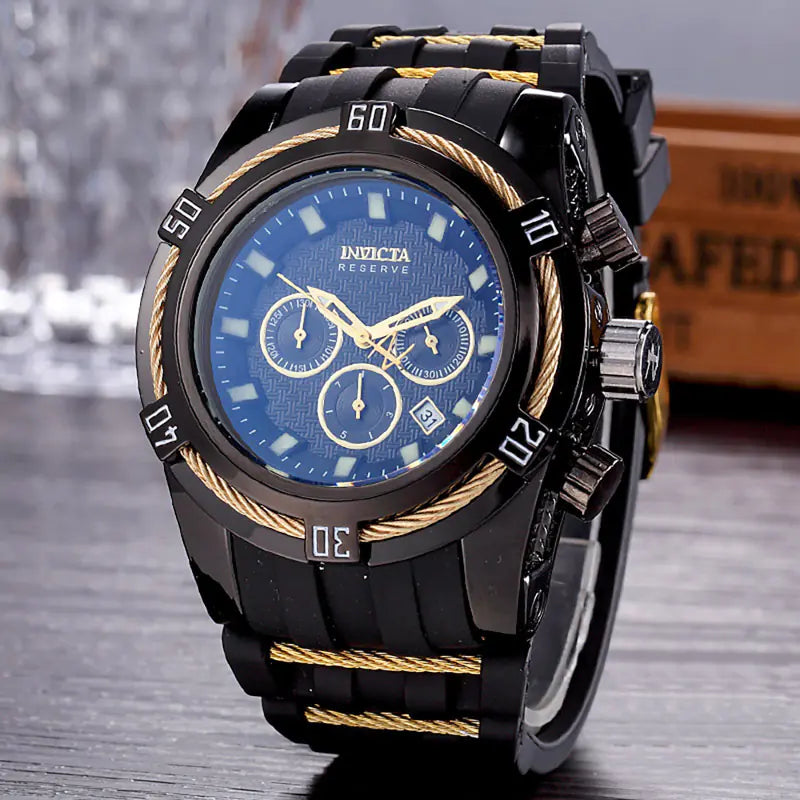 All-Function Men's Business Watch with Rubber Strap