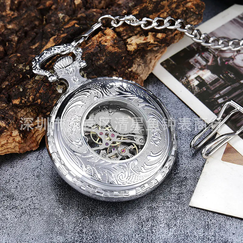 Vintage Hollow Mechanical Pocket Watch Necklace for All