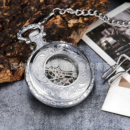 Vintage Hollow Mechanical Pocket Watch Necklace for All