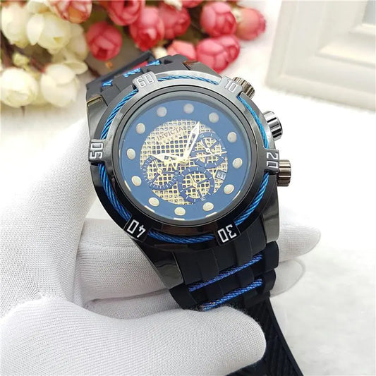 All-Function Men's Business Watch with Rubber Strap