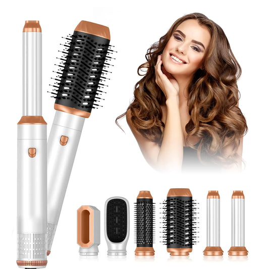 Blow Dryer Brush 6 in 1 Set Negative Ionic Hair Dryer Automatic Curling Wand Hair Straightener Thermal Brush Fast Drying Hot Air Brush